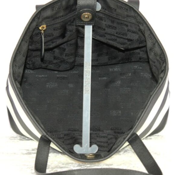 Michael Kors Jet Set Travel Large Tote & Zip Wallet Set – Black & White Saffiano - Picture 7 of 15